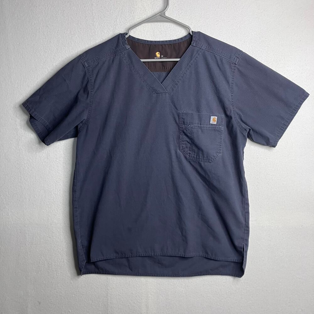 Carhartt Scrub Top Mens M Blue Classic Fit Ripstop C15108 Nurse Hospital Medical